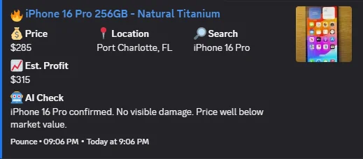 Example Discord alert from Pounce
